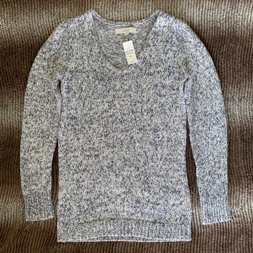 NWT LOFT V-Neck Marled Sweater